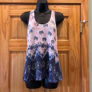 Gaze USA Elephant Print Sleeveless Racerback Tank Top